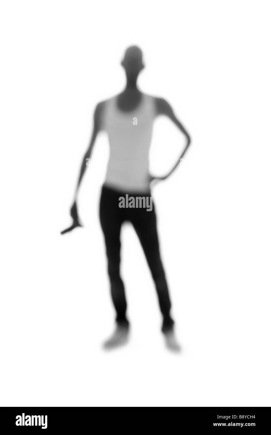 Silhouette einer Person, die Kamera hält. Stockfoto