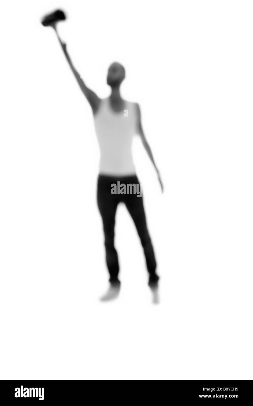 Silhouette einer Person, die Kamera hält. Stockfoto