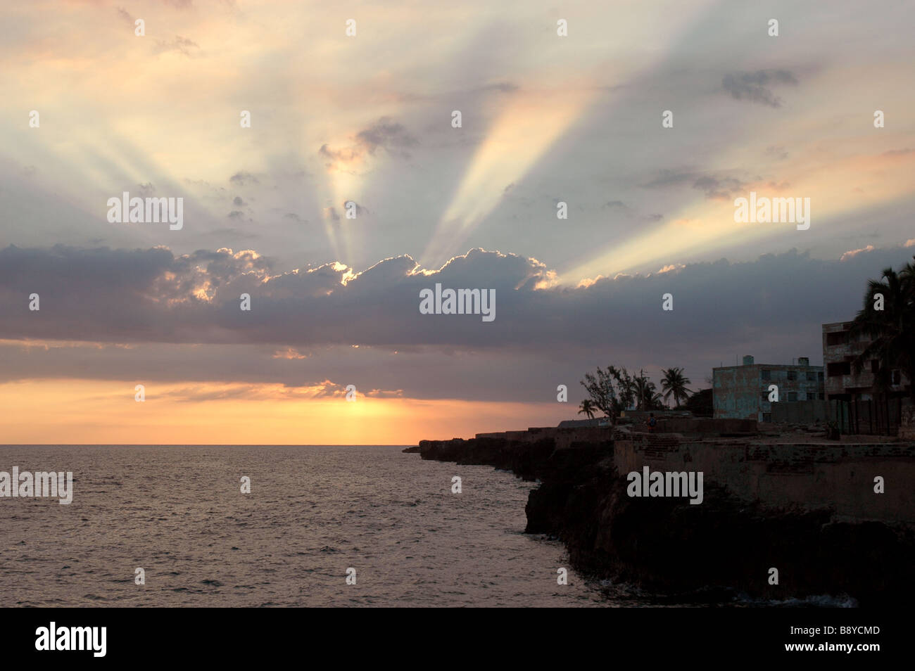 Sonnenuntergang am Siboney Carribean Küstenprovinz Santjago Kuba Stockfoto