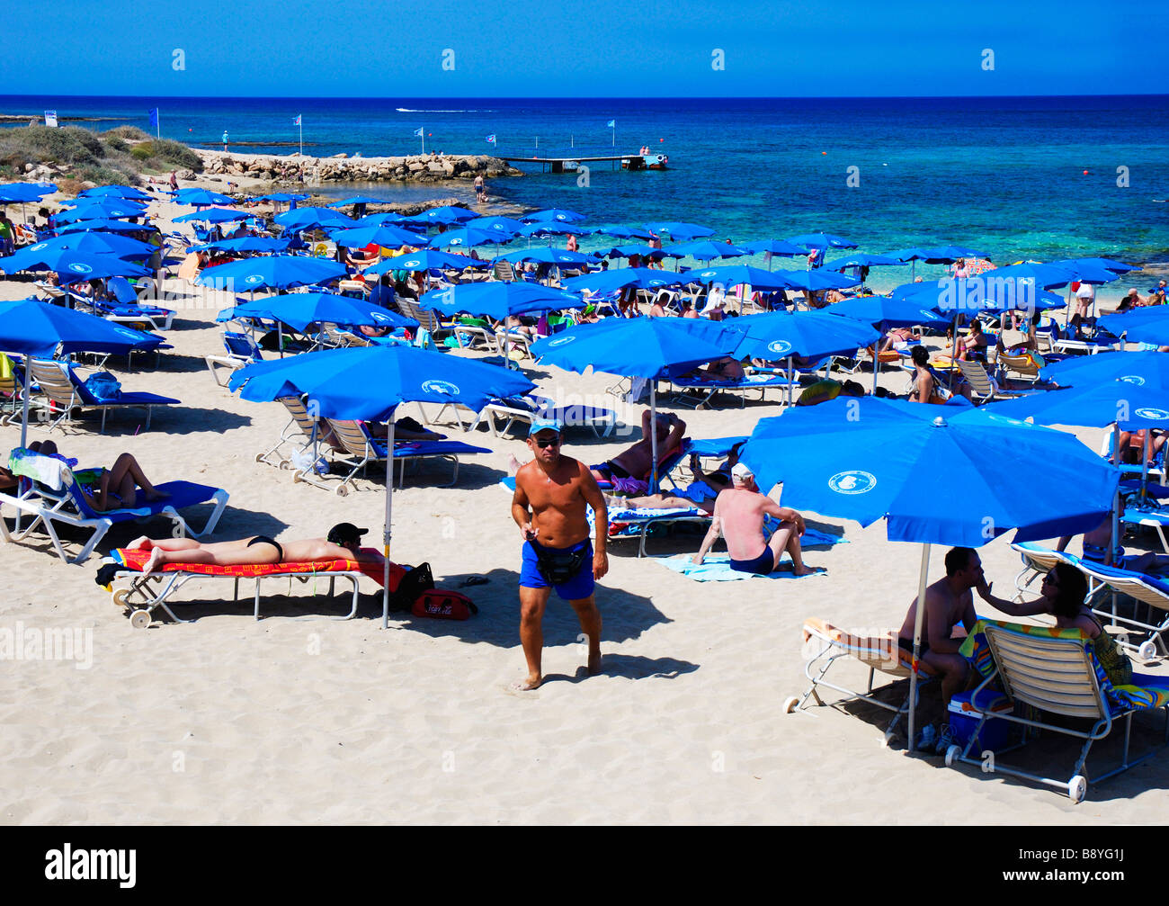 Strandleben in Fig Tree Bay in Protaras Zypern Stockfoto