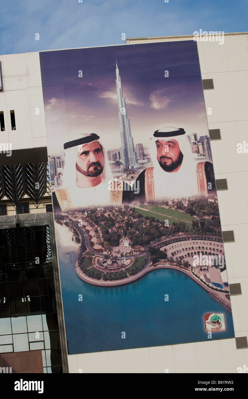 Poster zum Thema Mauerbau der Herrscher von Dubai, VAE Stockfoto