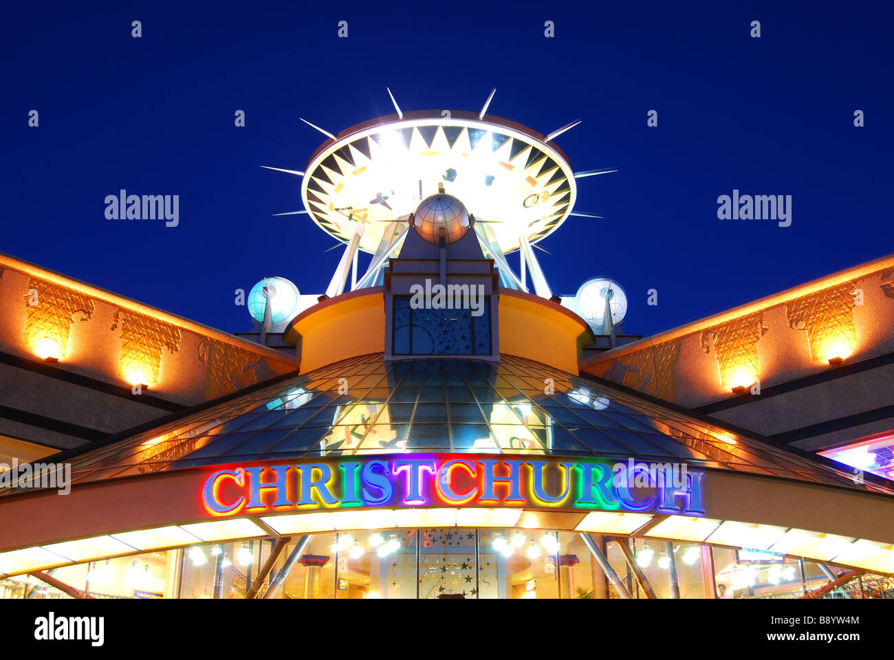 Christchurch Casino an der Dämmerung, Victoria Street, Christchurch, Canterbury, Südinsel, Neuseeland Stockfoto
