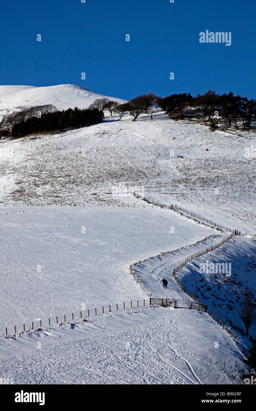 Verschneite Landschaft, Pentland Hills, Midlothian, Scotland, UK, Europa Stockfoto