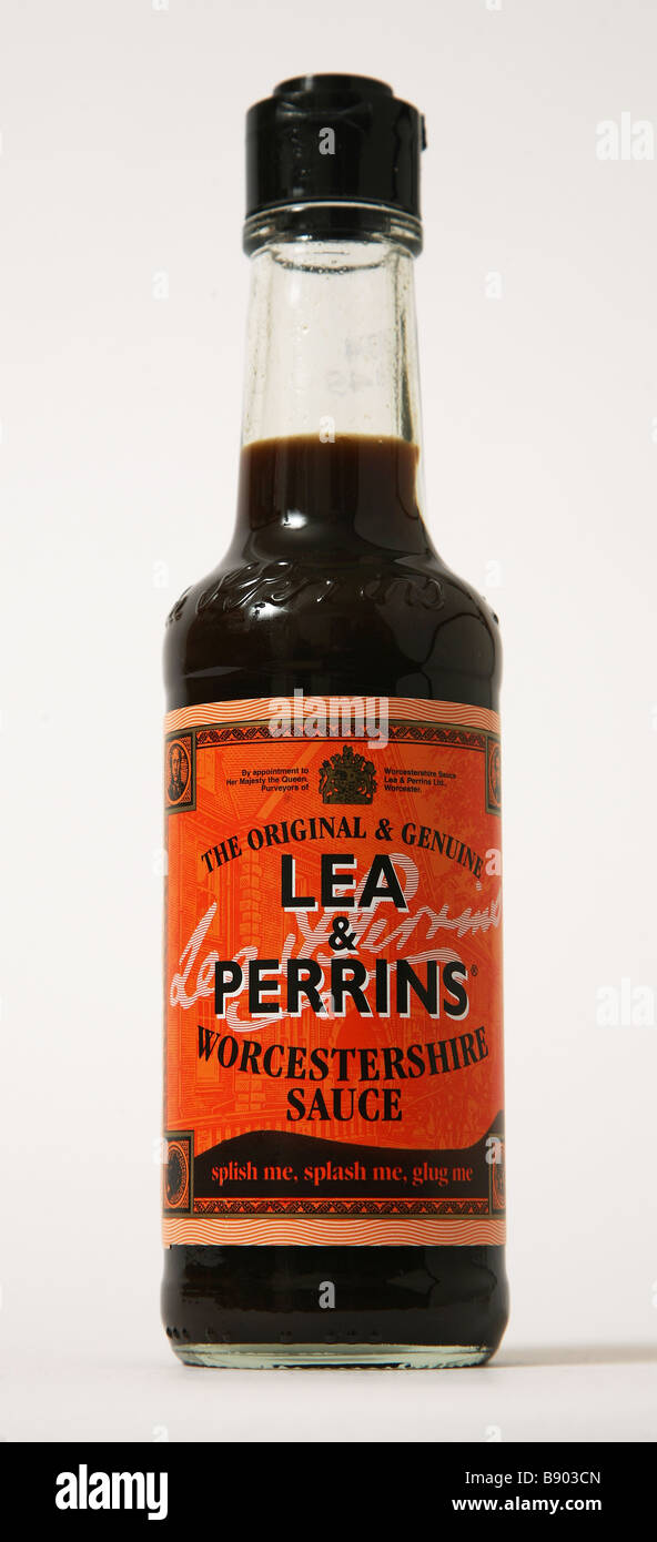 Lea Perrins Sauce Flasche Stockfoto