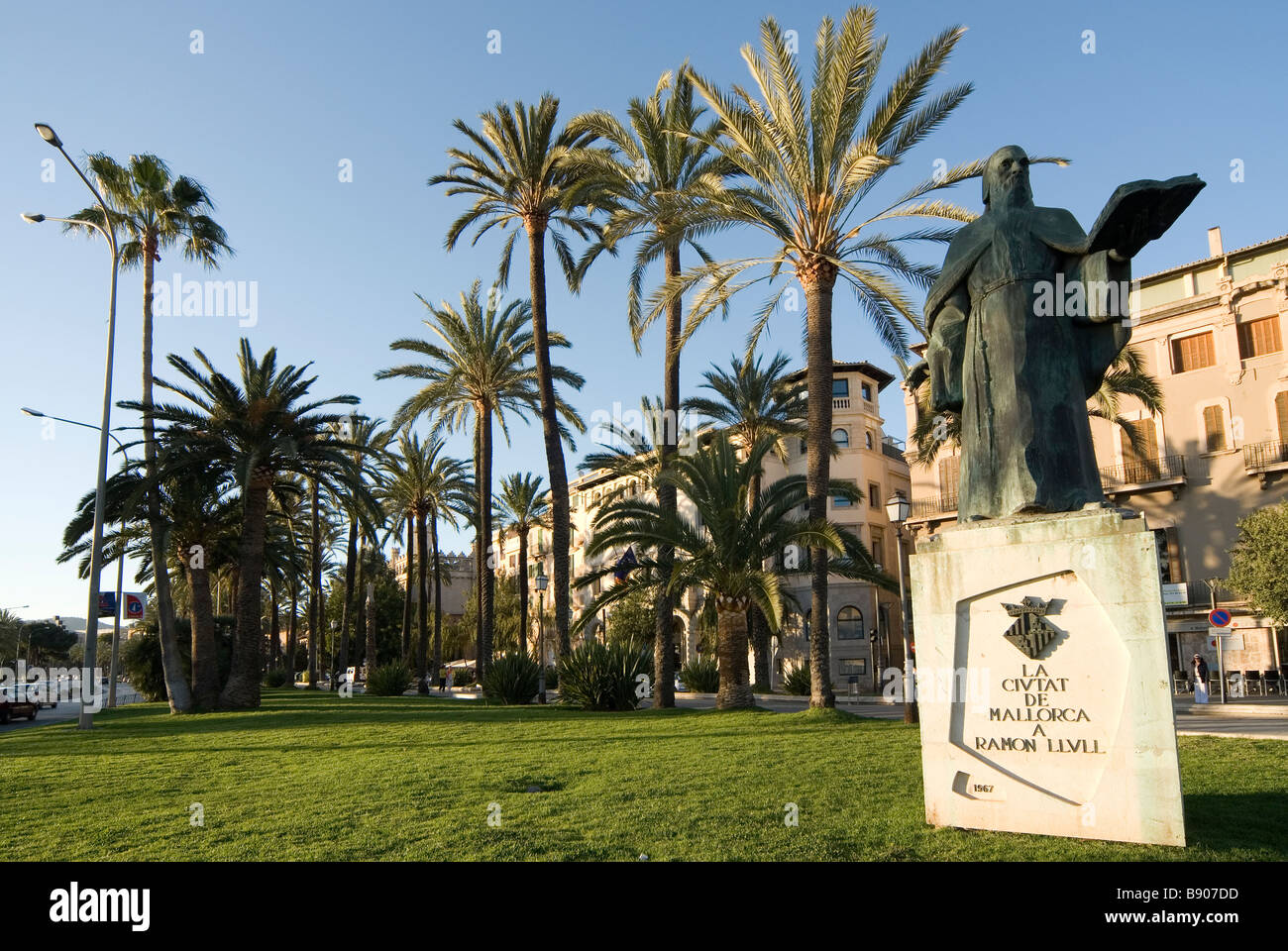 Europa Spanien Balearen Mallorca Palma historische Denkmal für Ramon Llull Stockfoto