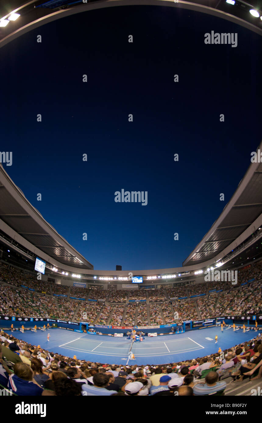 Am Abend Blick auf die Rod Laver Arena bei den Australian Open Tennis Grand Slam 2009 in Melbourne Stockfoto