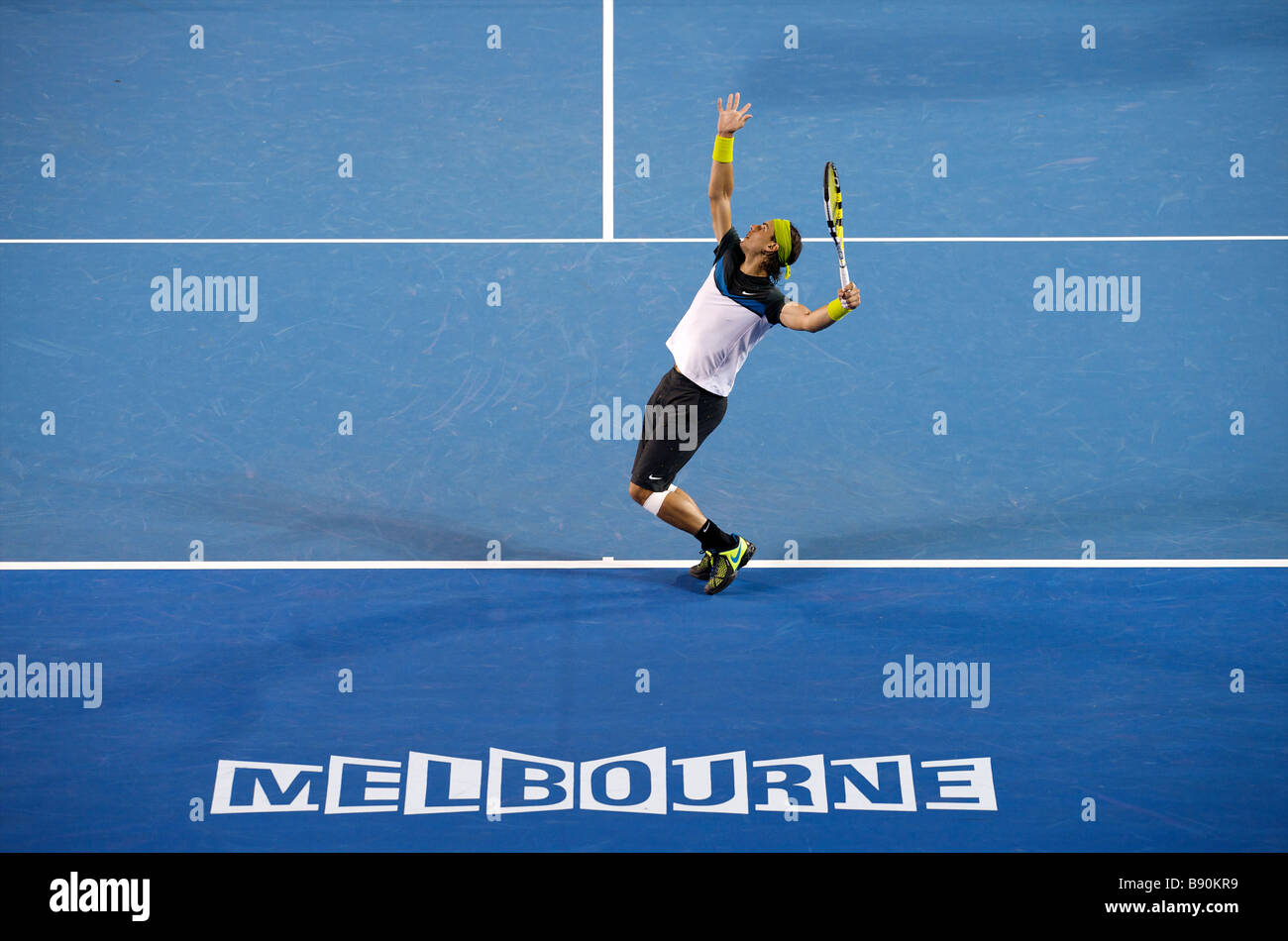 Nikes Tennisspieler Rafael Nadal aus Spanien bei den Australian Open Grand Slam 2009 in Melbourne Stockfoto