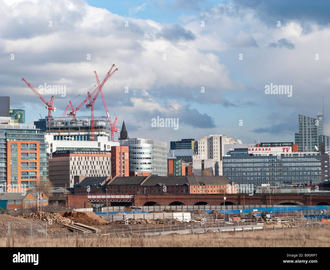 Baustellen in Manchester. Stockfoto