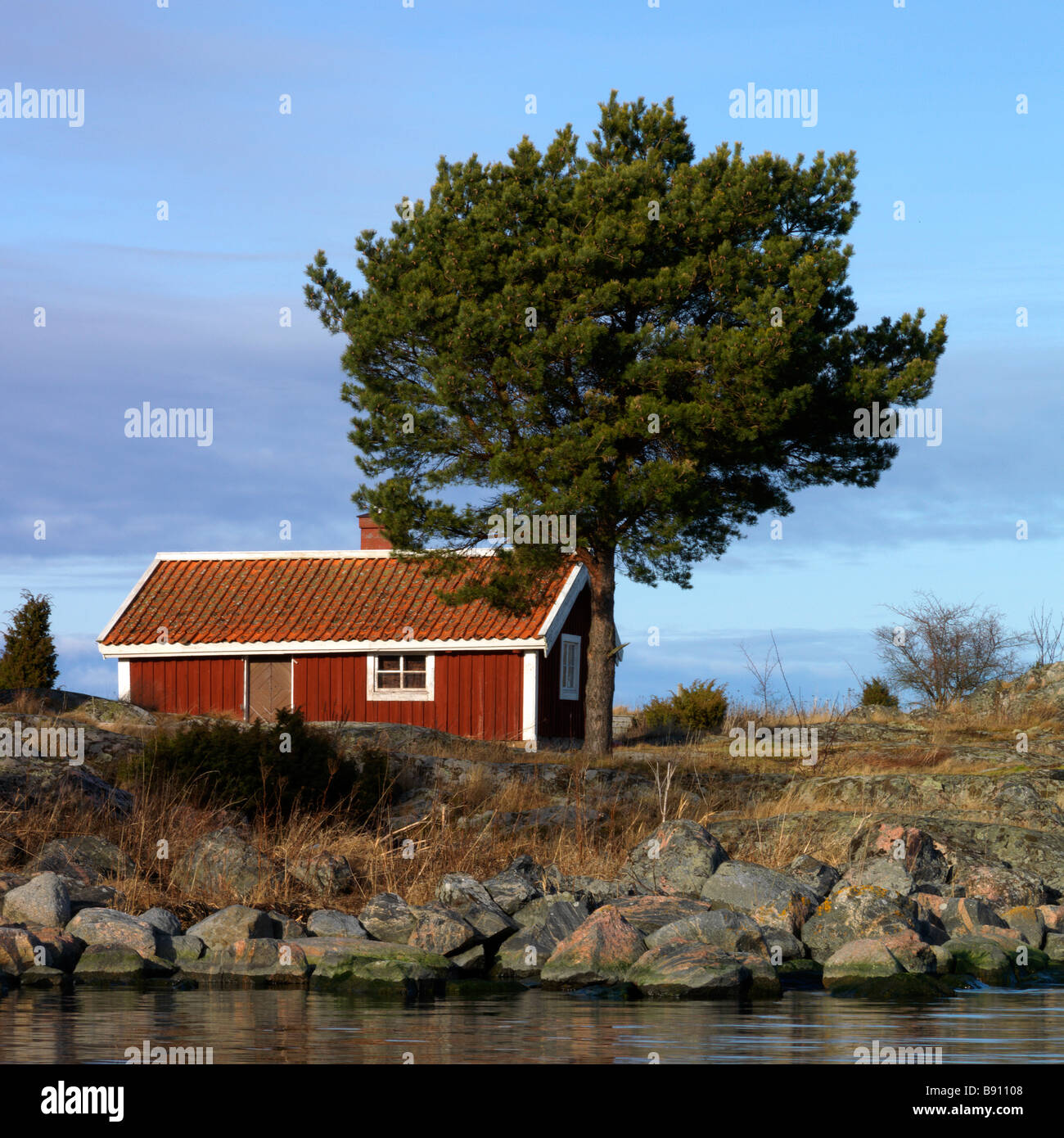 Ein Haus auf einer Insel Tjust Archipel Schweden. Stockfoto