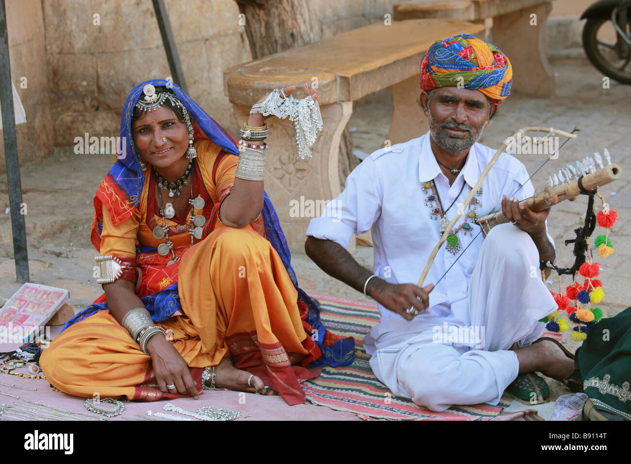 Indien Rajasthan Jaisalmer Rajasthani paar Stockfoto