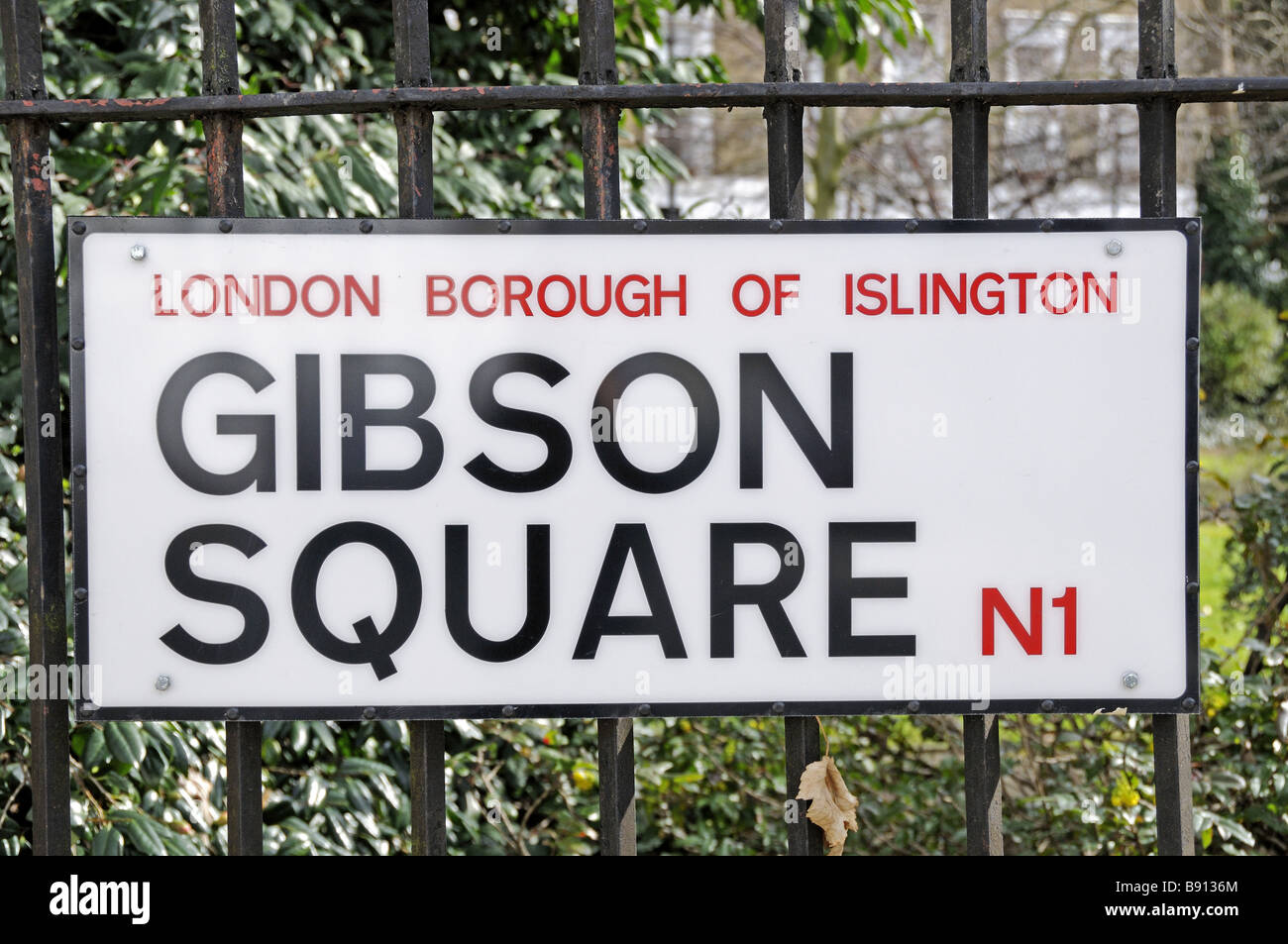 Gibson Quadrat Zeichen London Borough of Islington London N1 England UK Stockfoto