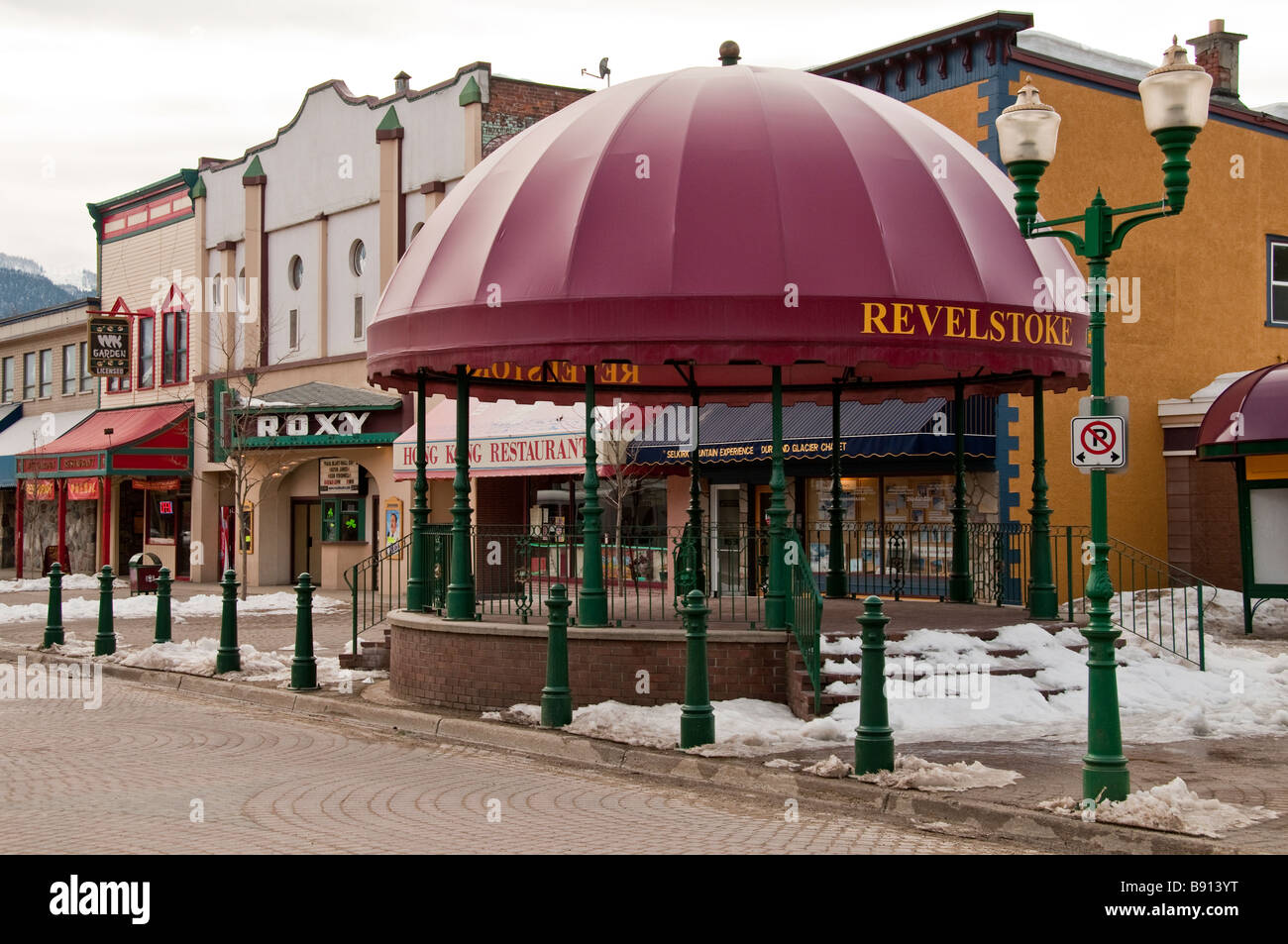 Mackenzie Avenue, Innenstadt von Revelstoke, Britisch-Kolumbien, Kanada. Stockfoto