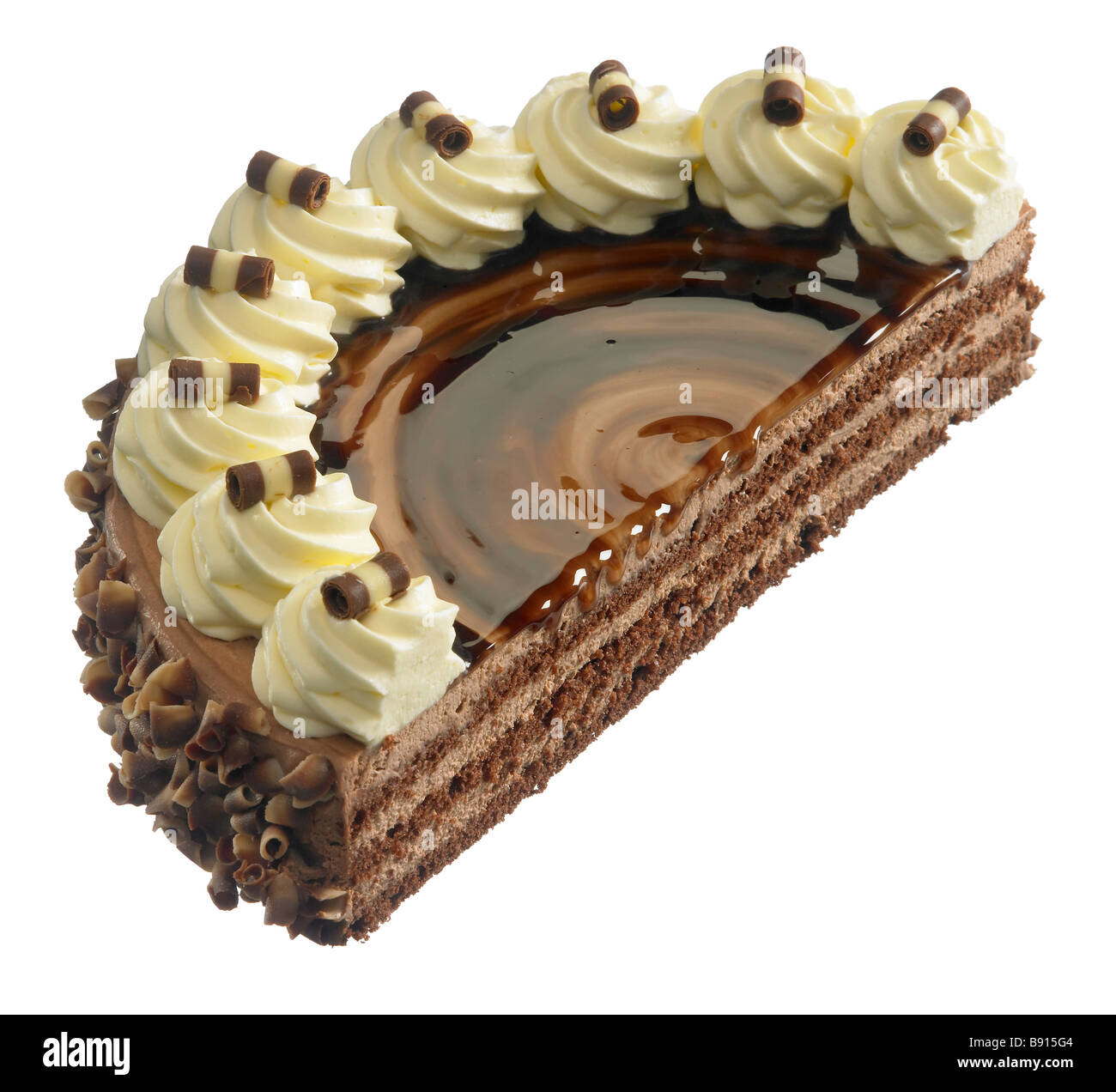 verglaste gekrönt Schicht Schokolade Kuchen Stockfoto