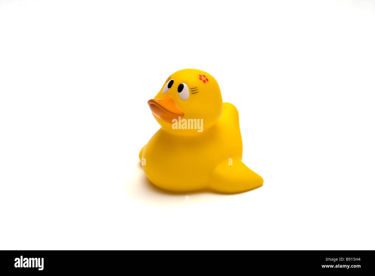 Rubber Duck Badespielzeug auf weißem Hintergrund Stockfoto