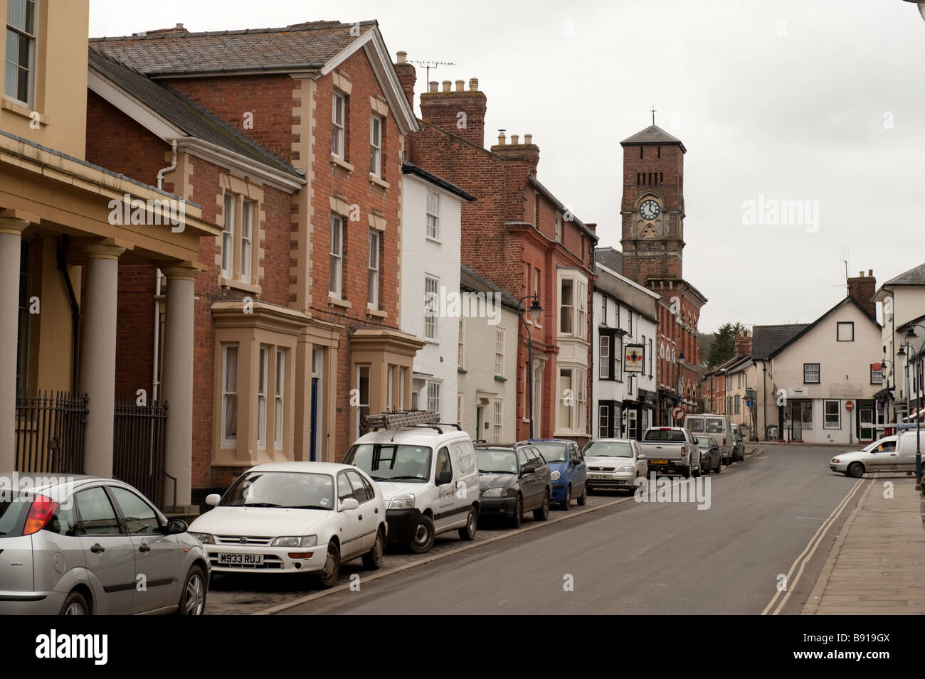 Breite Straße Presteigne Dorf Powys, eine Kleinstadt an der walisischen Grenze Wales UK Englisch Stockfoto
