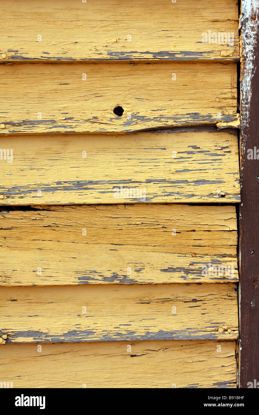 Gelbe Holzverkleidung. Stockfoto