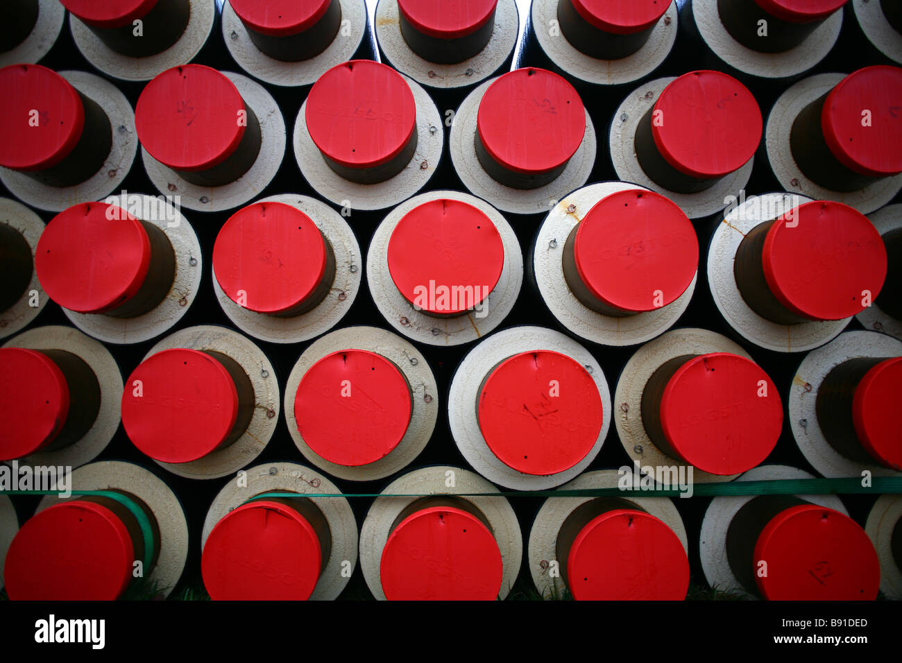 Arbeitsplatz für den Ausbau des Fernwärmenetzes nördlich von Kopenhagen in Dänemark (Birkeroed) Stockfoto