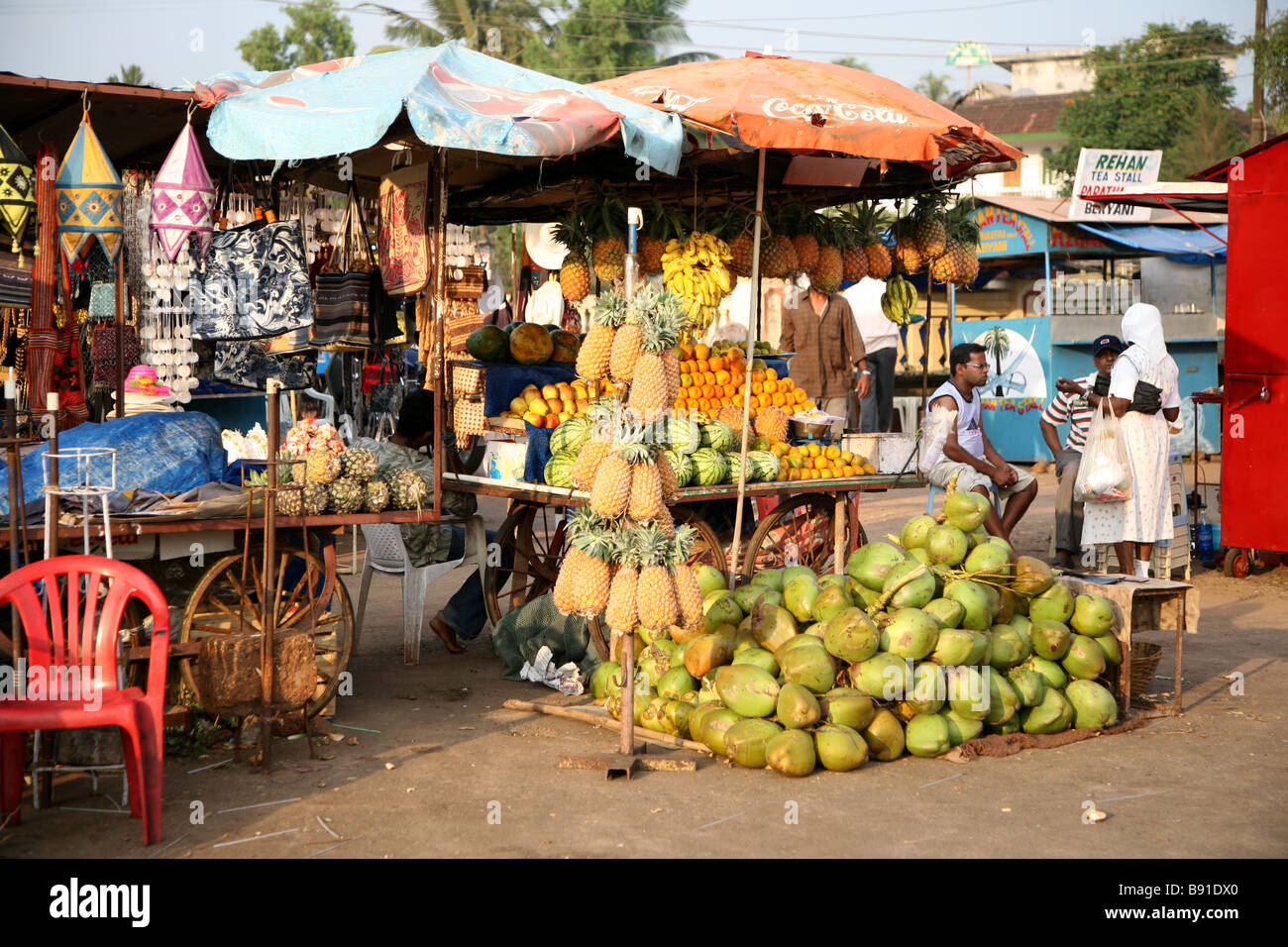 Marktstände in Mobor Dorf in Goa, Indien Stockfoto