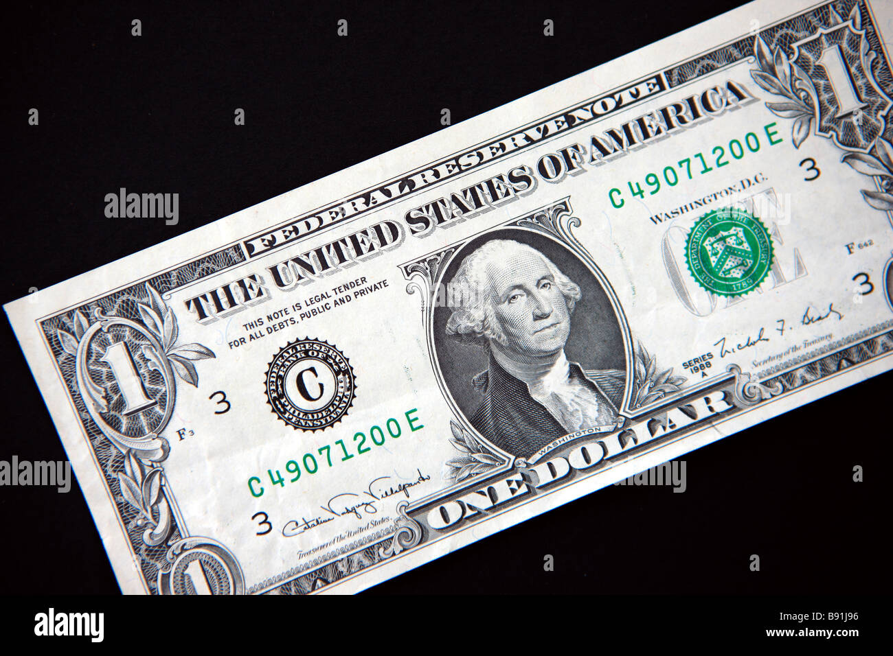 Ein-Dollar-Schein Stockfoto