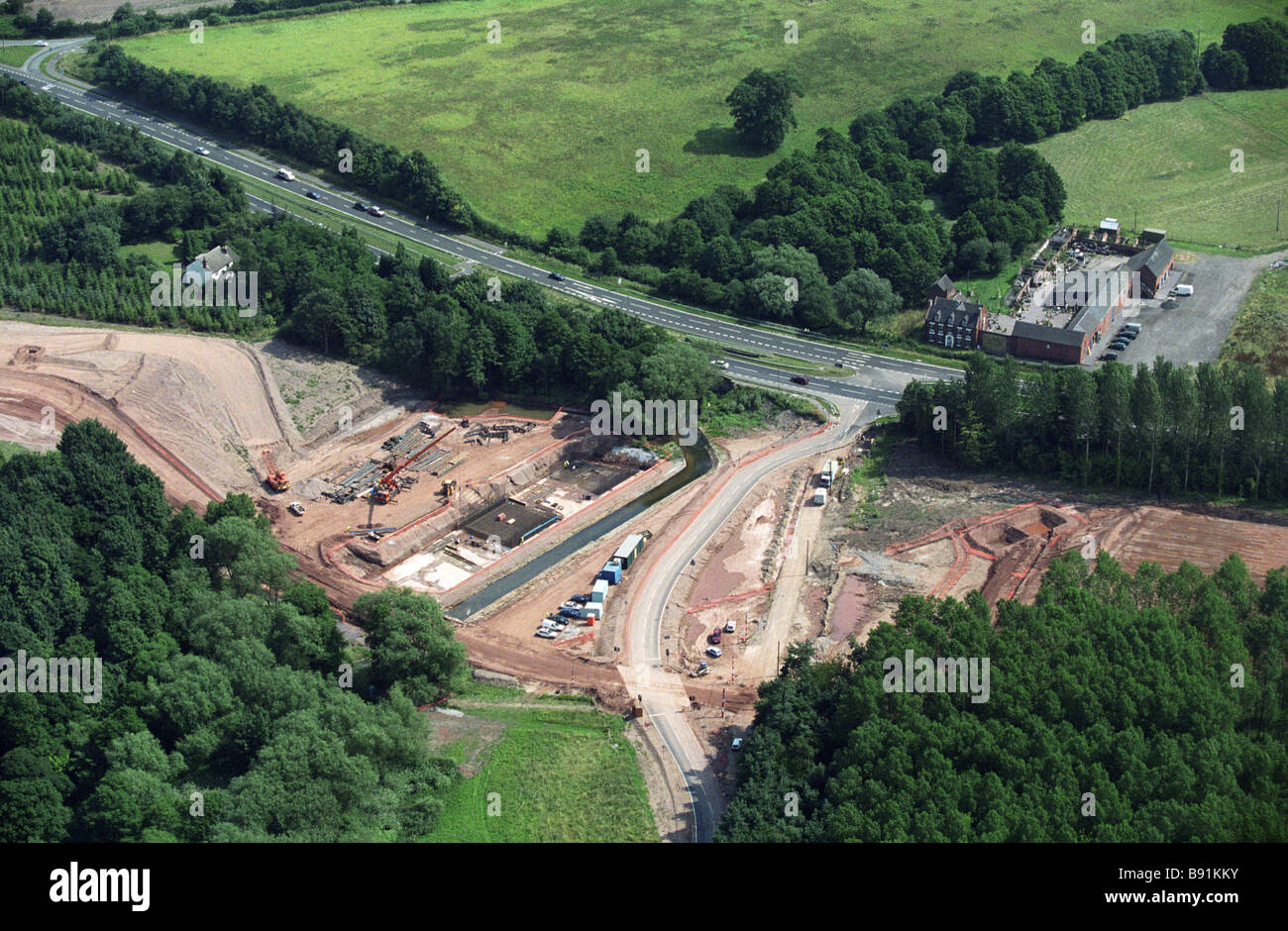 Die Maut-Autobahn M6-Straße im Bau bei Blackbrook in der Nähe von Weeford Staffordshire England Uk Stockfoto