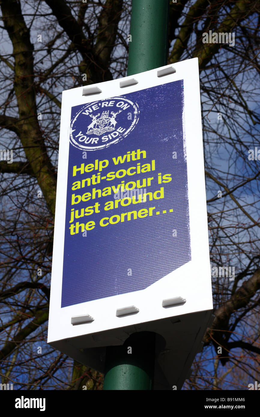 Ein anti-soziales Verhalten Zeichen in einer Stadt, U.K. Stockfoto