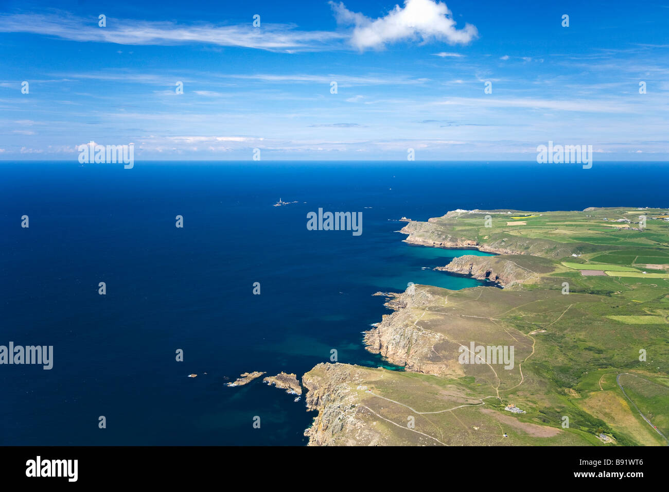 Luftaufnahme der Küste Küste Lands Lands End Halbinsel Cornish Riviera Cornwall England UK GB Großbritannien Stockfoto