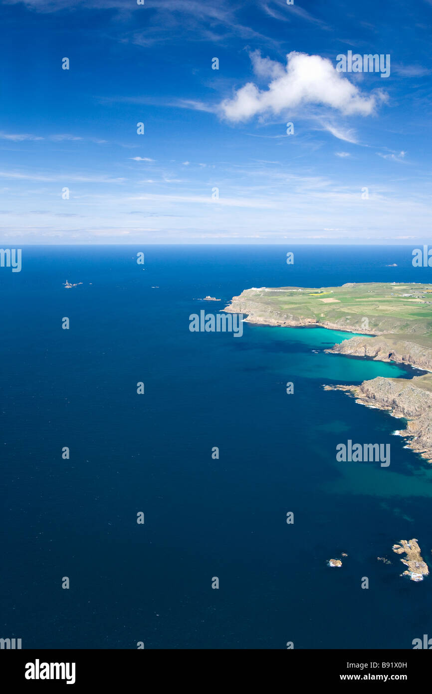 Luftaufnahme der Küste Küste Lands Lands End Halbinsel Sennen Cove Cornish Riviera Cornwall England UK GB Stockfoto