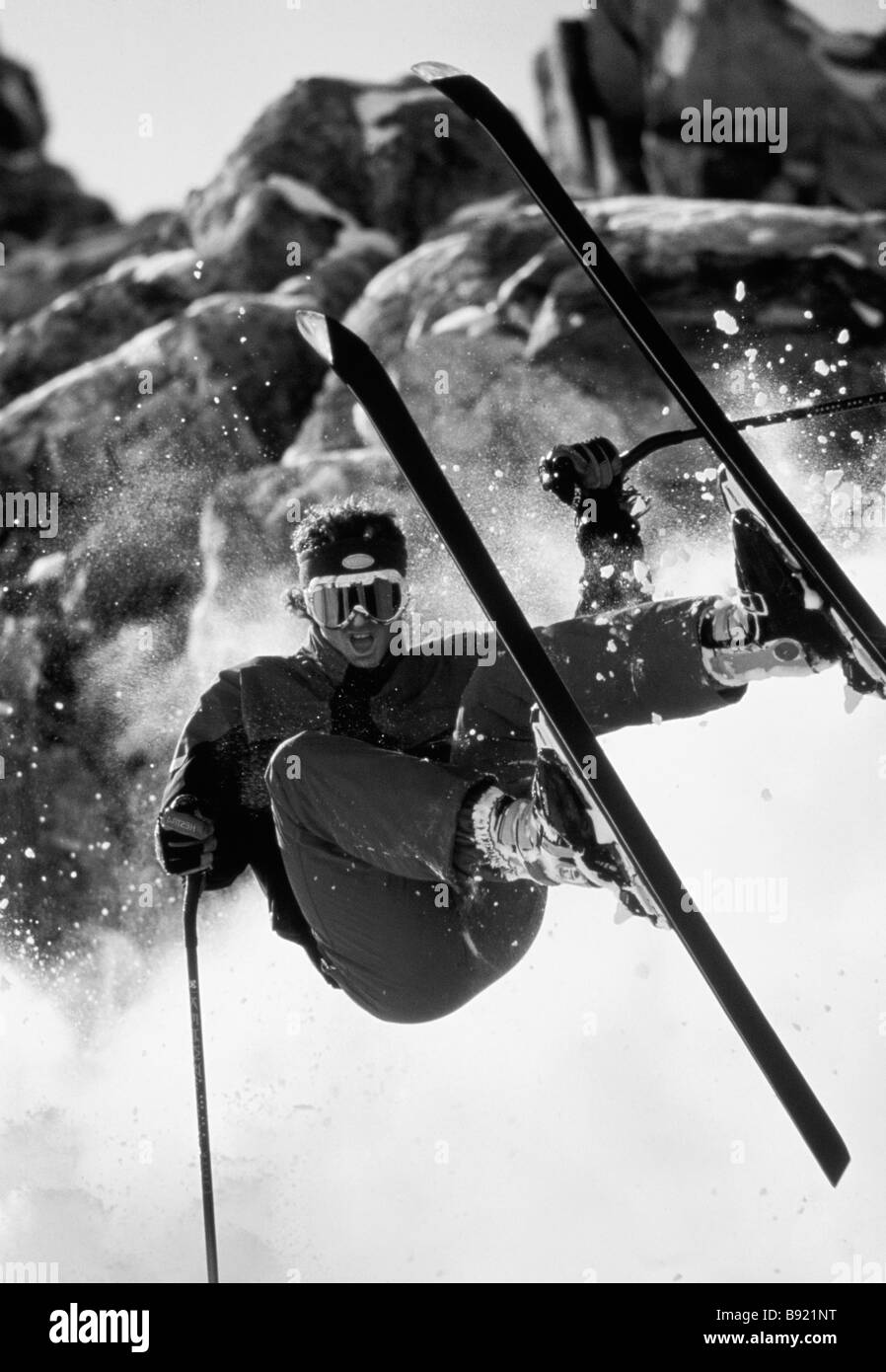 Ein Skifahrer in Frankreich. Stockfoto