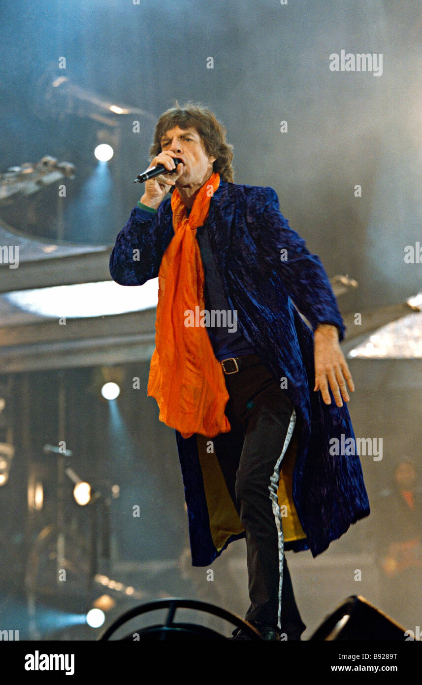 Rolling Stones Führer Mick Jagger bei s Luzhniki Stadion in Moskau  Stockfotografie - Alamy
