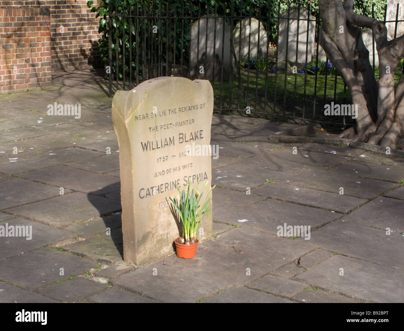 William Blake Grabstein, Bunhill Fields, London Stockfoto
