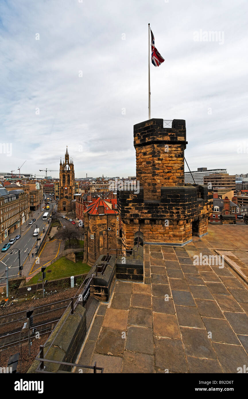 Blick vom Dach des Bergfried in Newcastle-upon-Tyne Stockfoto