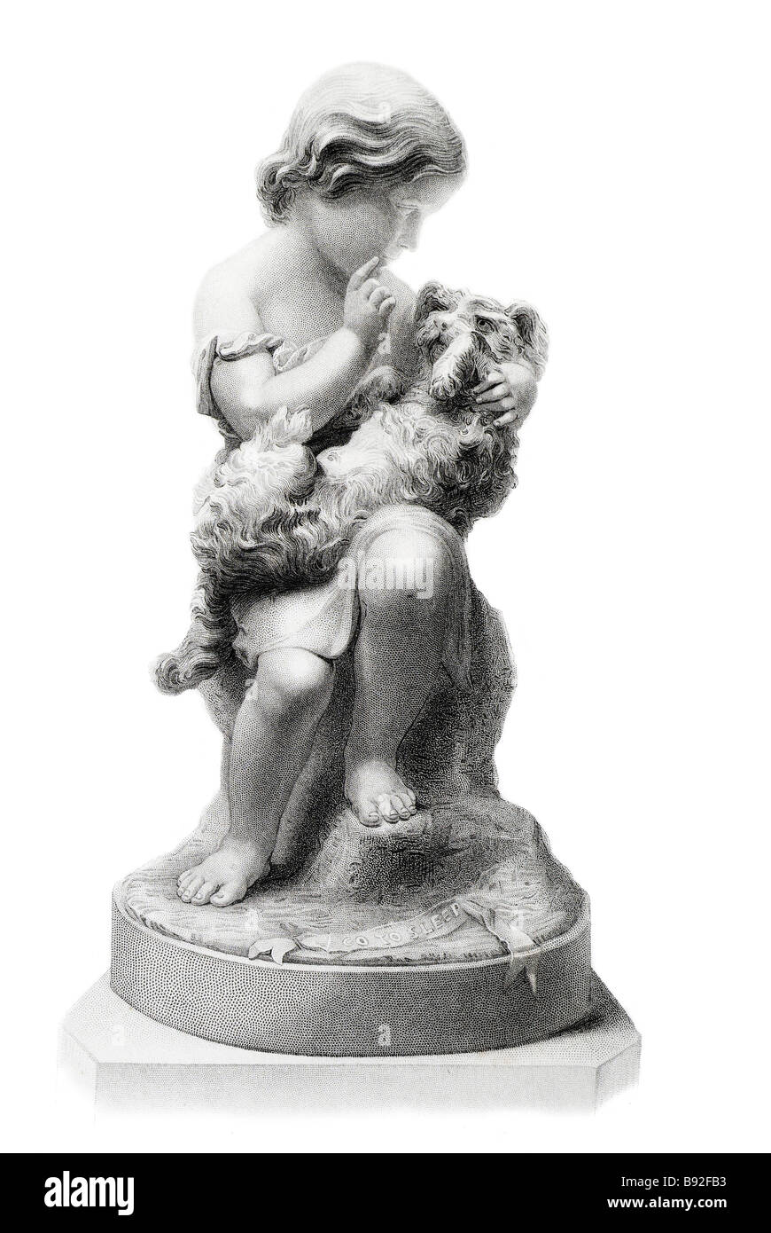 Gehen Sie zu schlafen Hercules glückliche Kind Hund Terrier Joseph Durham (1814 – 1877), dass der Bildhauer Joseph Durham ist vor allem bemerkenswert für seine A Stockfoto