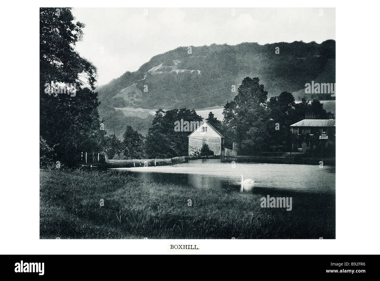 Box Hill ist ein bekannter Ausflugsort in der North Downs of Surrey, England, nahe am südlichen Stadtrand von London, overlooki Stockfoto