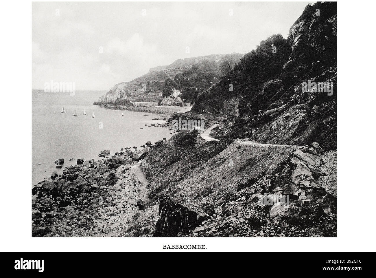 Babbacombe ist ein Stadtteil von Torquay, Devon, England. Es ist bemerkenswert für seine Modelldorf und seine grünen Klippe Babbacombe Down Stockfoto