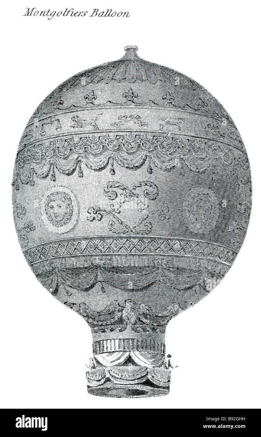 Montgolfiers Ballon der Gebrüder Montgolfier, geboren in Annonay, Frankreich, waren die Erfinder des ersten praktischen Ballons. Die fi Stockfoto
