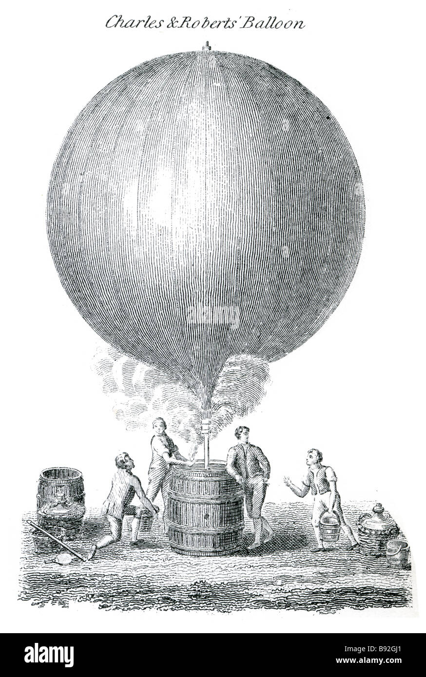 Charles und Roberts Ballon-27 August, Flug eine unbemannte experimentelle Wasserstoff-Ballon in Paris (erbaut von Professor Charles Stockfoto