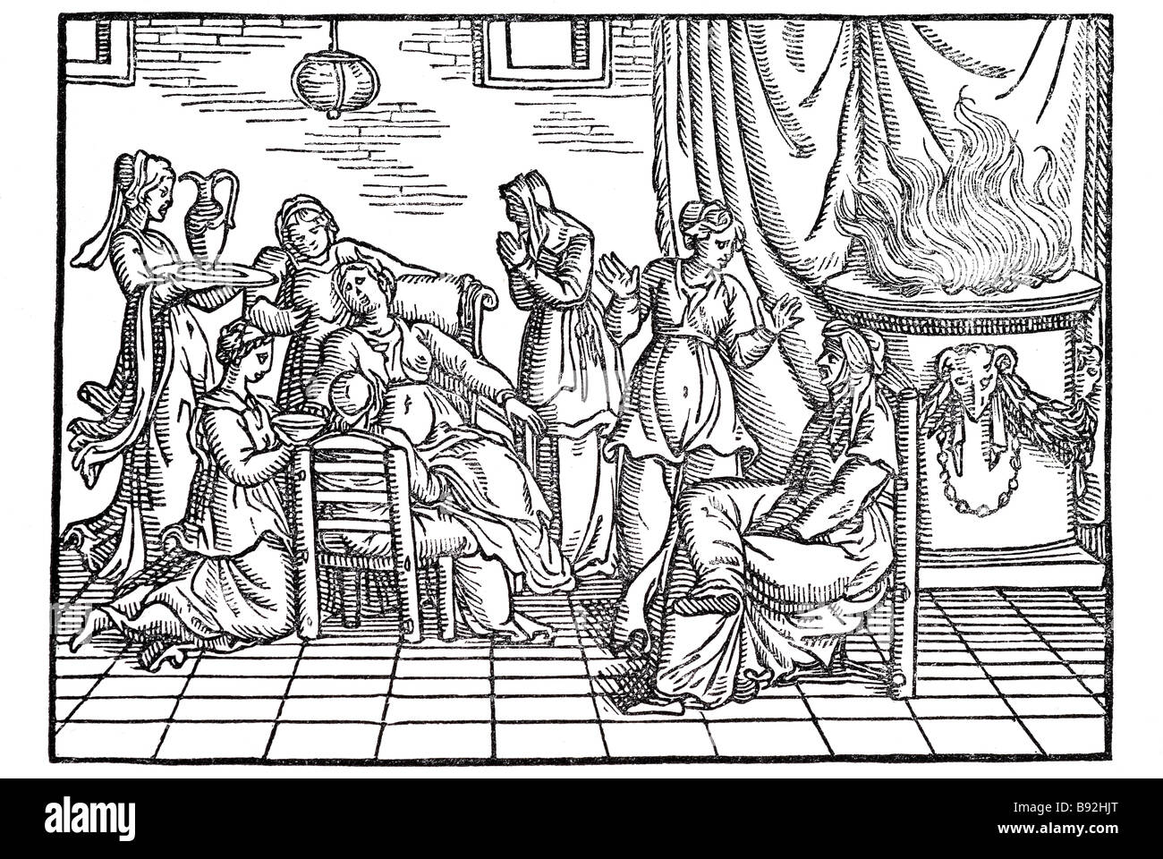 venezianische italienischen 1600 16. Jahrhunderts Arbeitskräfte In der griechischen Mythologie, Alcmene oder Alcmena Geburt war die Mutter des Herakles. Stockfoto