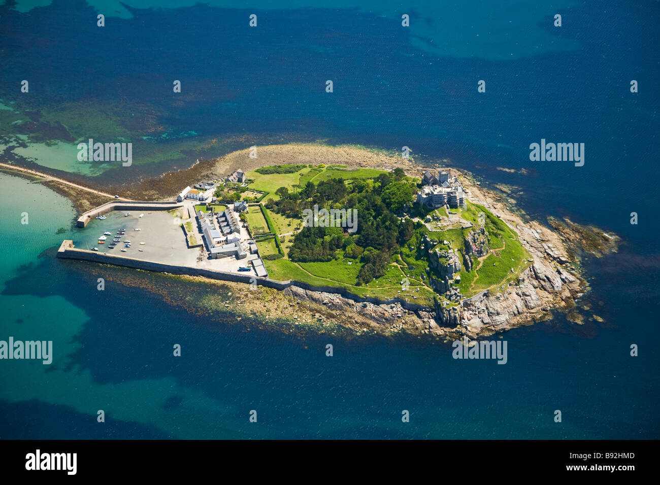 Luftaufnahme von St. Michaels Mount in Sommersonne Cornwall England UK United Kingdom GB Großbritannien britischen Inseln Europa EU Stockfoto