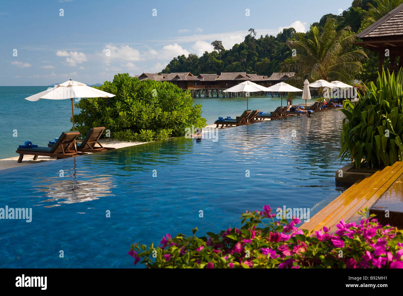 Infinity Pool Palau Pangkor Laut, Westküste, Malaysia Stockfoto