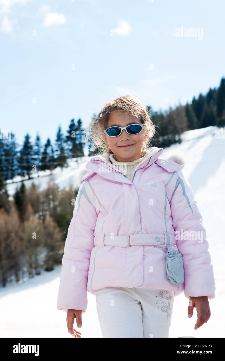 Junges Mädchen auf der Piste. Italienische Alpen, Bormio Oga Stockfoto