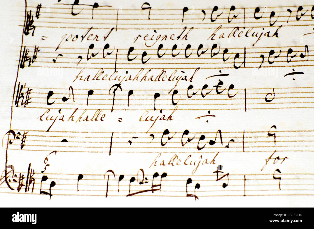 Musikkomponist Georg Friedrich Händel musikalische Partitur Hallelujah Chorus Thomas Coram Foundation stellt Bloomsbury London England UK Stockfoto