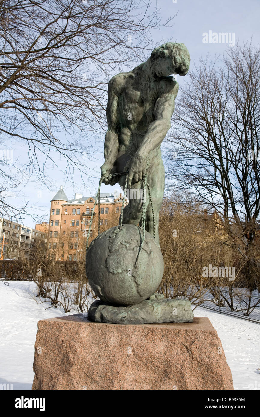 Skulptur heben macht in Helsinki Finnland Stockfoto