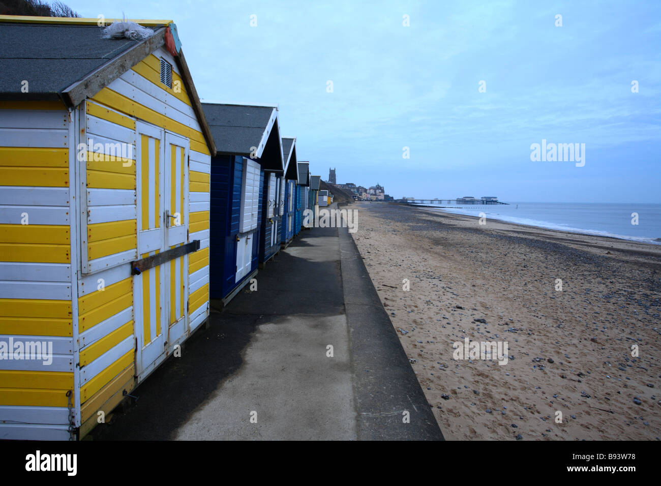 Malte Strandhütten, Cromer, North Norfolk, England, UK Stockfoto