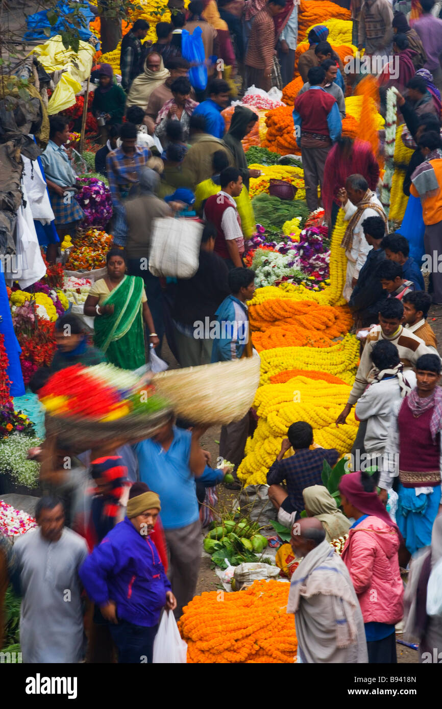 Flower Market Kalkutta oder Kalkutta, Westbengalen, Indien Stockfoto