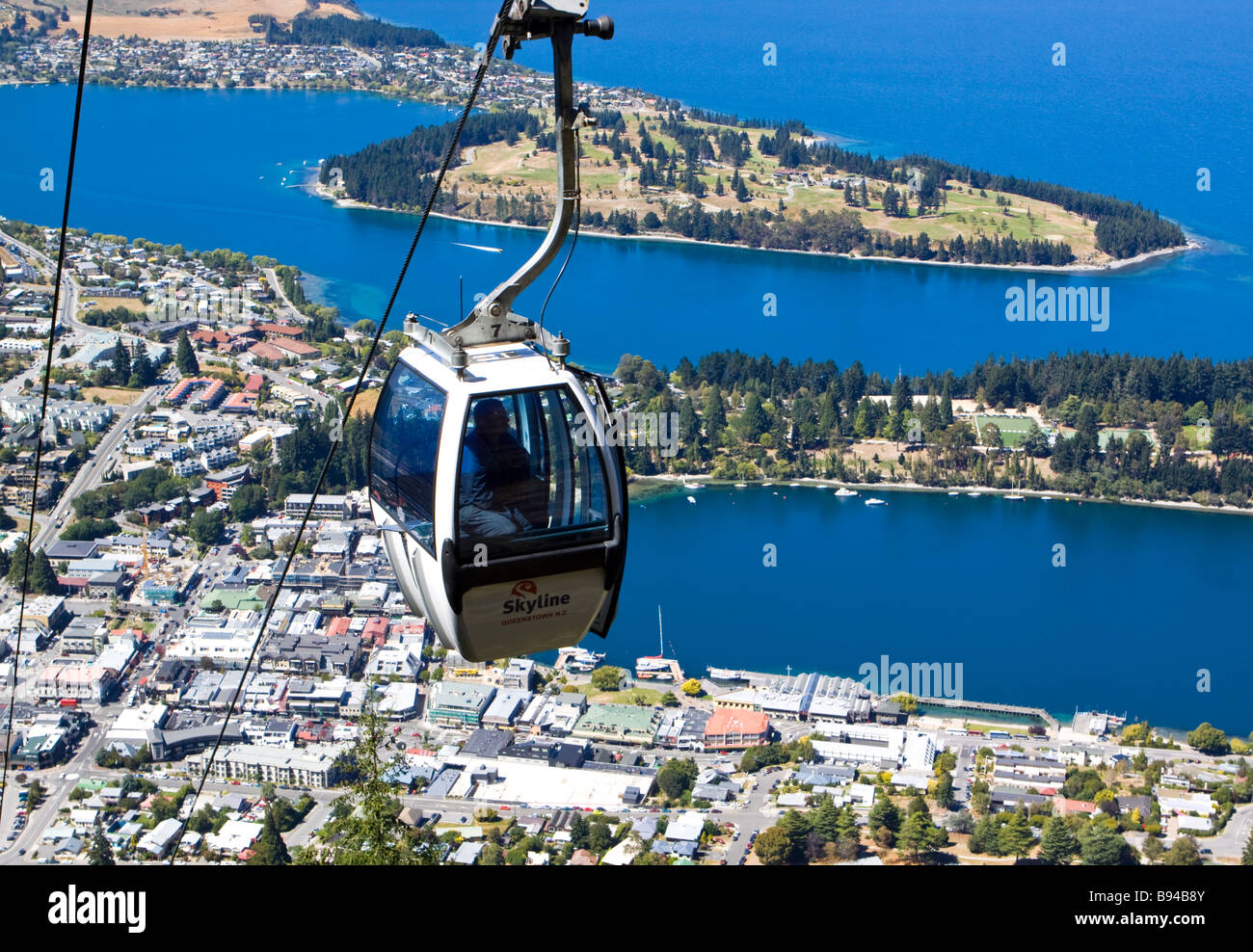 Skyline Gondola Lake Wakatipu Queenstown Neuseeland Stockfoto