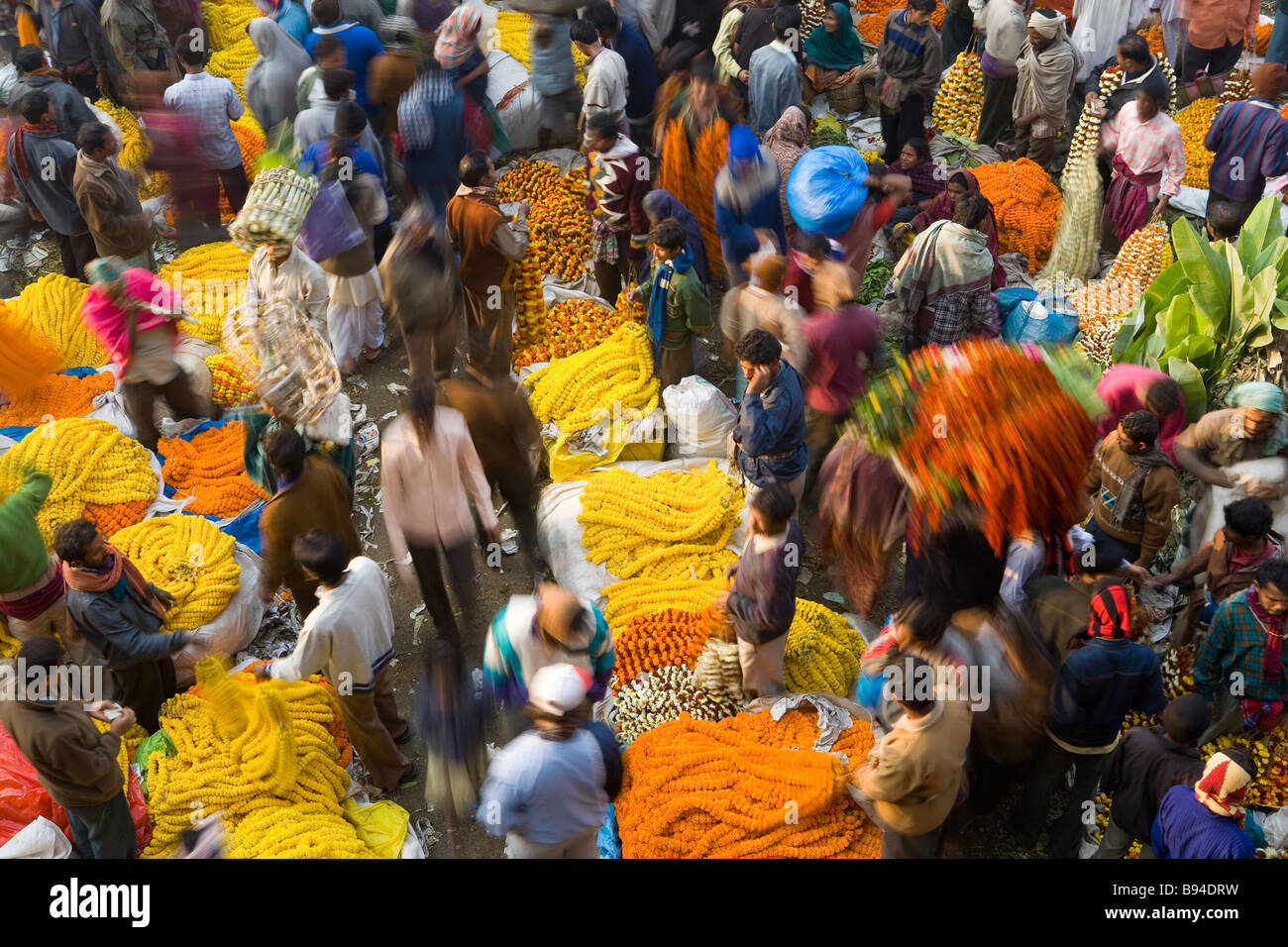 Flower Market Kalkutta oder Kalkutta, Westbengalen, Indien Stockfoto