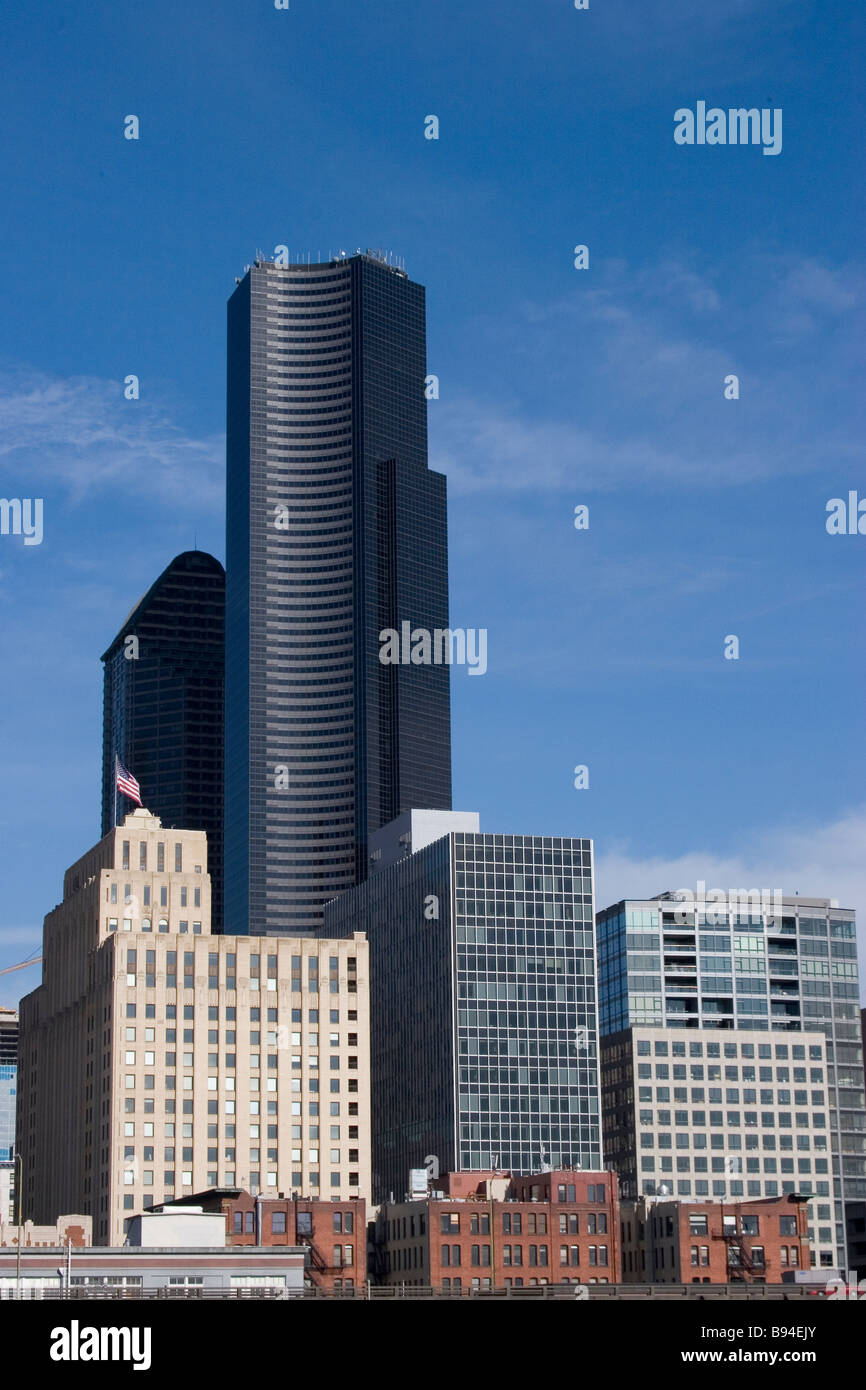Seattle Wa Stadtbild von Alaskan Way Street Stockfoto