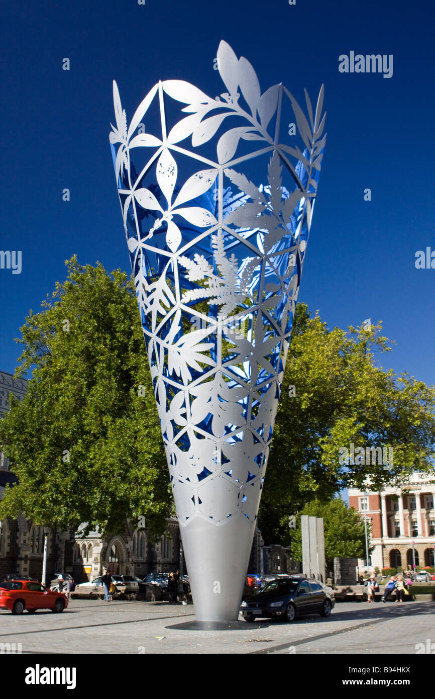 Der Kelch Skulptur Domplatz Christchurch Neuseeland Stockfoto