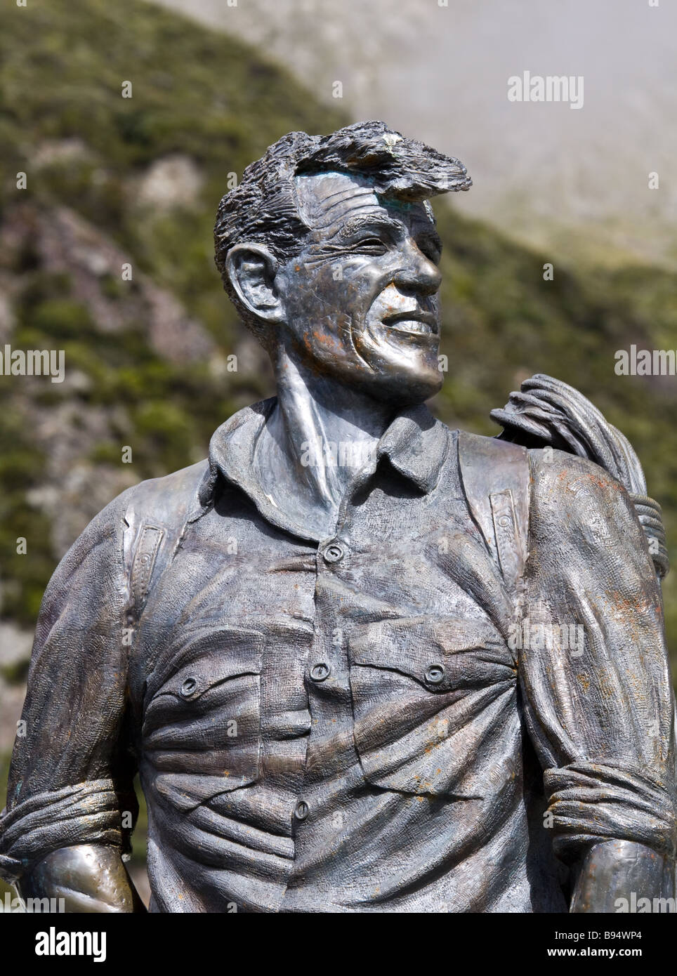 Statue von Sir Edmund Hillary Mount Cook Nationalpark Neuseeland Stockfoto