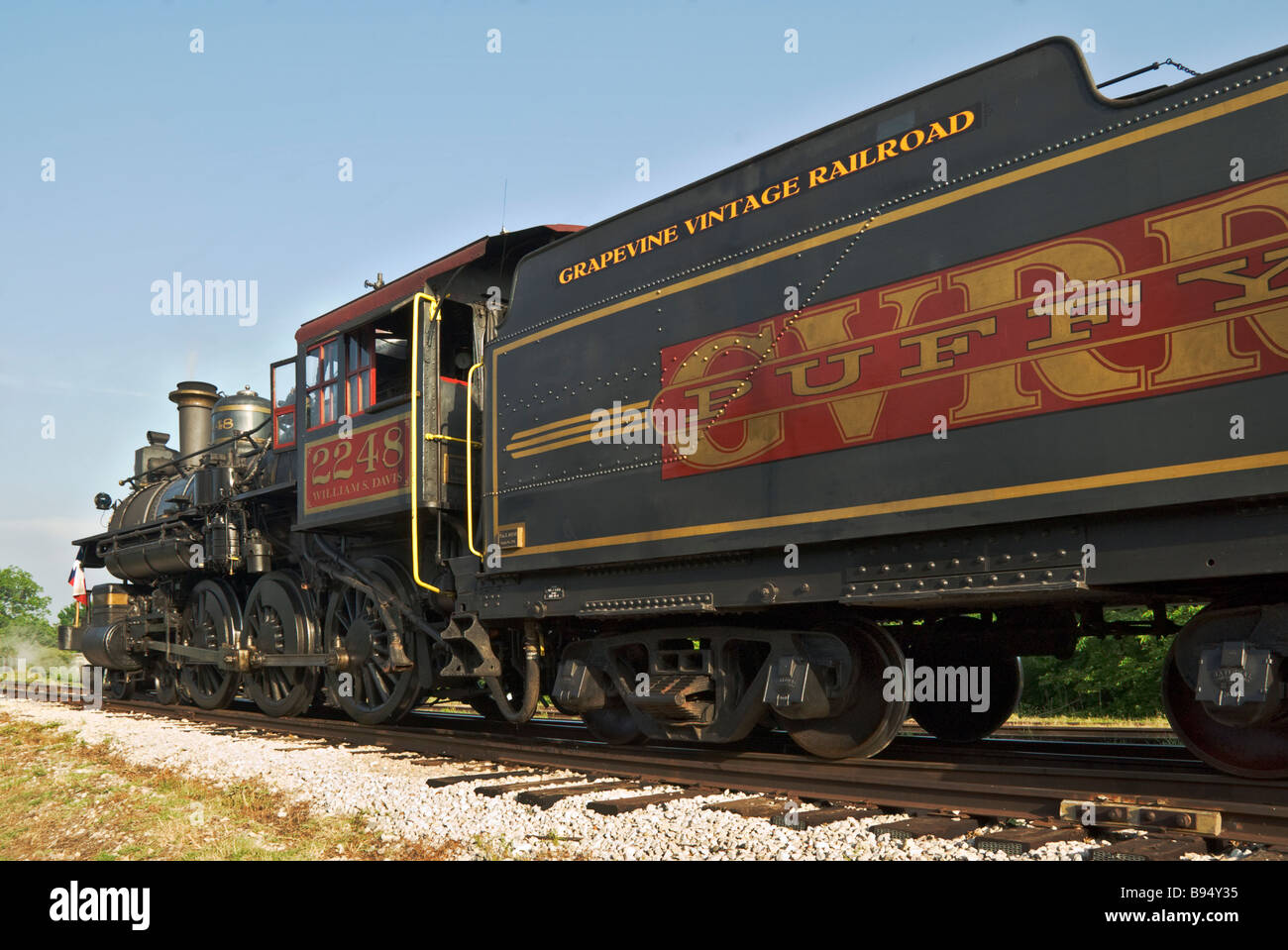 Texas Grapevine Cotton Belt Eisenbahn Industrie historischen Bezirk Vintage Eisenbahn Zug Lokomotive Dampfmaschine Stockfoto